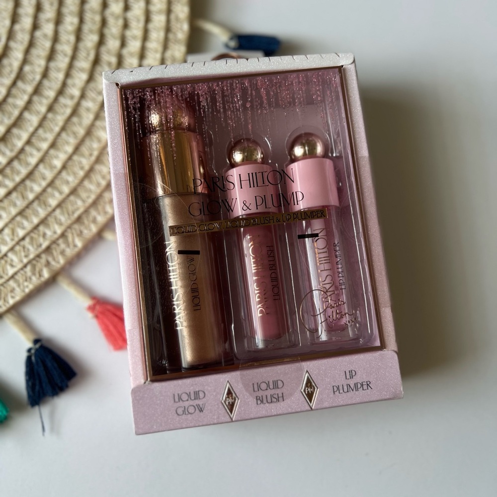 Paris Hilton Glow & Plump Set - Liquid Glow, Blush & Lip Plumper